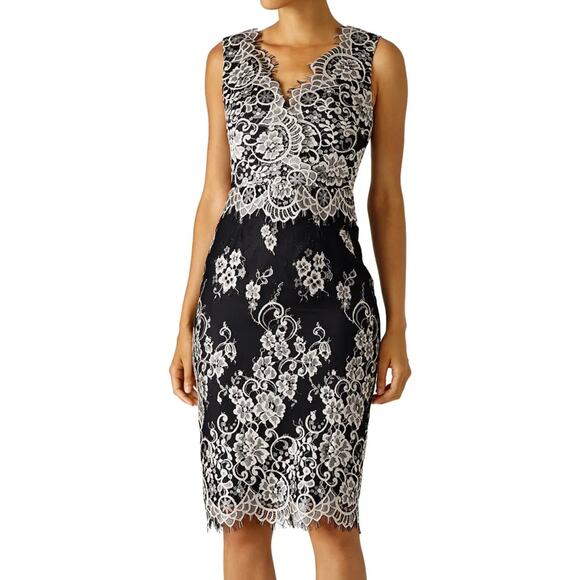 ERIN Erin Fetherston Black Cream Lace Beatrix Dress 12 - Picture 1 of 11